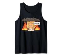 This is Fine Meme Divertente Carino Kawaii Cat Room On Fire Canotta
