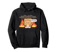 This is Fine Meme Divertente Carino Kawaii Cat Room On Fire Felpa con Cappuccio