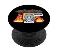 This is Fine Meme Divertente Carino Kawaii Cat Room On Fire PopSockets PopGrip Adesivo