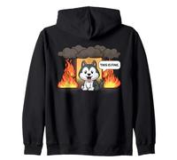 This is Fine Meme Divertente Carino Kawaii Dog Room On Fire Felpa con Cappuccio