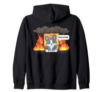 This is Fine Meme Divertente Carino Kawaii Dog Room On Fire Felpa con Cappuccio