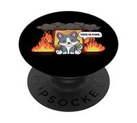 This is Fine Meme Divertente Carino Kawaii Dog Room On Fire PopSockets PopGrip Adesivo