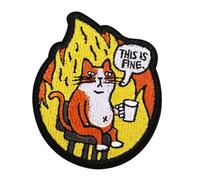 This is Fine toppe a forma di gatto, 7,7x6,5cm toppe meme, toppa con morale per gatti This is Fine Toppa per cani toppe ricamate gatto con nastro magico per jeans giacche zaini cappelli