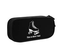 This Is How I Roll Roller Skates Pencil Bag Astuccio per matite portatile a doppio strato per ufficio a grande capacità