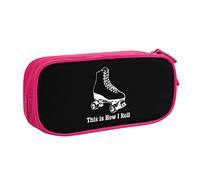 This Is How I Roll Roller Skates Pencil Bag Astuccio per matite portatile a doppio strato per ufficio a grande capacità