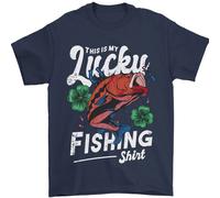 This Is il Mio Portafortuna Pesca Divertente Pescatore Uomo T-Shirt 100% Cotone