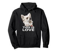 This Is Love Chihuahua Capelli Lunghi Chiwawa Dog Lover Felpa con Cappuccio