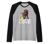 This Is Love Chocolate Lab Dog Labrador Retriever Love Marrone Maglia con Maniche Raglan