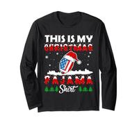 This Is My Christmas Pajama American Football USA Flag Xmas Maglia a Manica