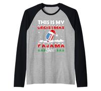 This Is My Christmas Pajama American Football USA Flag Xmas Maglia con Maniche Raglan