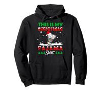 This Is My Christmas Pajama Badminton Santa Hat Xmas Lights Felpa con Cappuccio