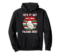 This Is My Christmas Pajama Ice Hockey Santa Hat Xmas Lights Felpa con Cappuccio