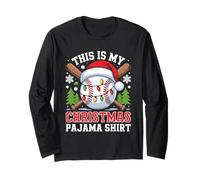 This Is My Christmas Pigiama Shirt Baseball Babbo Natale Uomo Ragazzo Maglia a Manica