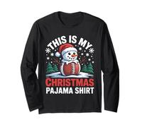This Is My Christmas Pigiama Shirt Football Snowman Uomo Ragazzo Maglia a Manica