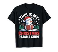 This Is My Christmas Pigiama Shirt Football Snowman Uomo Ragazzo Maglietta