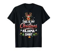 This Is My Christmas Pigiama Shirt Funny Renna Santa Hat Maglietta