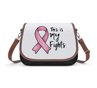 This Is My Fights - Borsa a tracolla da donna in pelle con nastro per il cancro al seno, borsa a tracolla