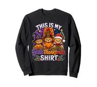 This Is My Hallothanksmas Bear Halloween Thanksgiving Xmas Felpa