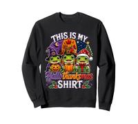 This Is My Hallothanksmas Frog Halloween Thanksgiving Xmas Felpa