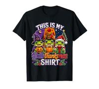 This Is My Hallothanksmas Frog Halloween Thanksgiving Xmas Maglietta