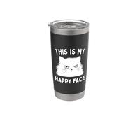 This Is My Happy Face Funny Cat Sarcastic Slogan Bicchiere termico in acciaio inox doppia parete