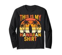This Is My Hawaiian Shirt Retro Sunset Palms Tavola da Surf Maglia a Manica