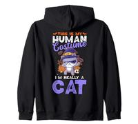 This Is My Human Costume I´m Really A Cat Halloween Felpa con Cappuccio
