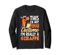 This Is My Human Costume Im Really A Giraffe Divertente Halloween Maglia a Manica
