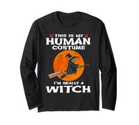 This Is My Human Costume I'm Really A Witch Halloween Maglia a Manica