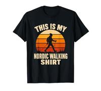 This Is My Nordic Walking Retro Tramonto Hiker Humor Maglietta
