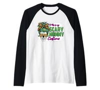This Is My Scary Mommy Costume Skull Leopard Funny Halloween Maglia con Maniche Raglan