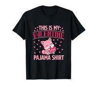 This Is My Valentine Pigiama Shirt Cute Cat Lover Donne Ragazze Maglietta