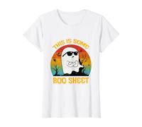 This is Some Boo Sheet Retro Cute Ghost Occhiali da Sole Halloween Maglietta con Stampa Grafica Economica, Donna, Bianco, S