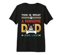 This Is What A Pawsome Dad Look Likes Boston Terrier Dog Dad Maglietta Premium