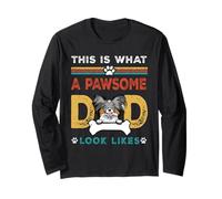 This Is What A Pawsome Dad Look Likes Papillon Dog Dad Maglia a Manica