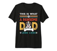This Is What A Pawsome Dad Look Likes St Bernard Dog Dad Maglietta Premium