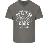 This Is What A Qualificato Cook Looks Like Uomo Scollo A V Cotone T-Shirt