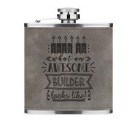 This Is What An Awesome Builder Looks Like 170ml Simil Pelle Hip Flask Grigio