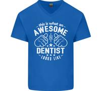 This Is What An Awesome Dentista Looks Like Uomo Scollo A V Cotone T-Shirt