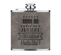This Is What An Awesome Librarian Looks Like 170ml Simil Pelle Hip Flask Grigio