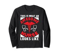 This Is What An Awesome Nurse Looks Like Nurses Nursing Maglia a Manica