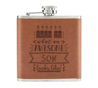 This Is What An Awesome Son Looks Like 170ml Simil Pelle Hip Flask Tan Del Mondo