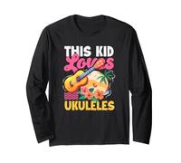 This Kid Loves Ukulele Tropical Beach Sunset Music Ukulele Maglia a Manica
