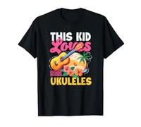 This Kid Loves Ukulele Tropical Beach Sunset Music Ukulele Maglietta