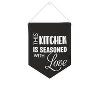 This Kitchen Is Seasoned With Love - Striscione in tela motivazionale da appendere alla parete, striscione decorativo per la casa, per soggiorno, camera da letto, ufficio, regali per le vacanze, 25,4