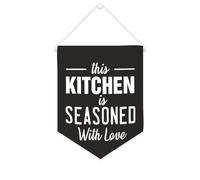 This Kitchen Is Seasoned With Love - Striscione in tela motivazionale da appendere alla parete, striscione decorativo per la casa, per soggiorno, camera da letto, ufficio, regali per le vacanze, 25,4