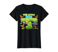 This Little Bug Hunter is 3 Years Old Bug 3rd Birthday Party Maglietta con Stampa Grafica Economica, Donna, Nero, XL