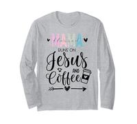 This Mama Runs on Coffee Jesus Praying Mama Coffee Jesus Mom Maglia a Manica