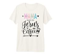 This Mama Runs on Coffee Jesus Praying Mama Coffee Jesus Mom Maglietta Premium