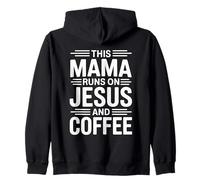 This Mama Runs On Jesus And Coffee Felpa con Cappuccio